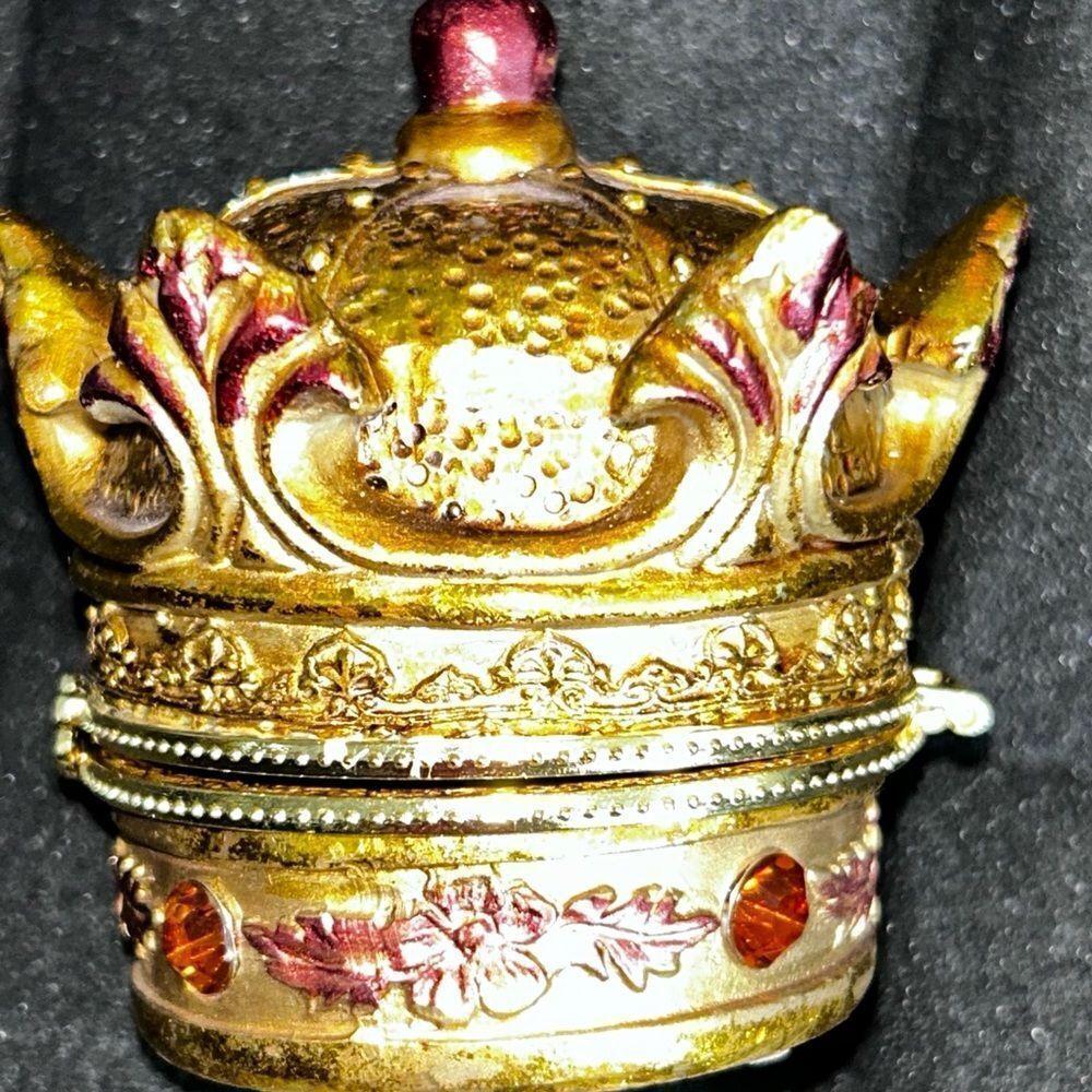 Mark Roberts Nativity Scene Gold Crown Wooden Trinket Box Hand Painted 3…